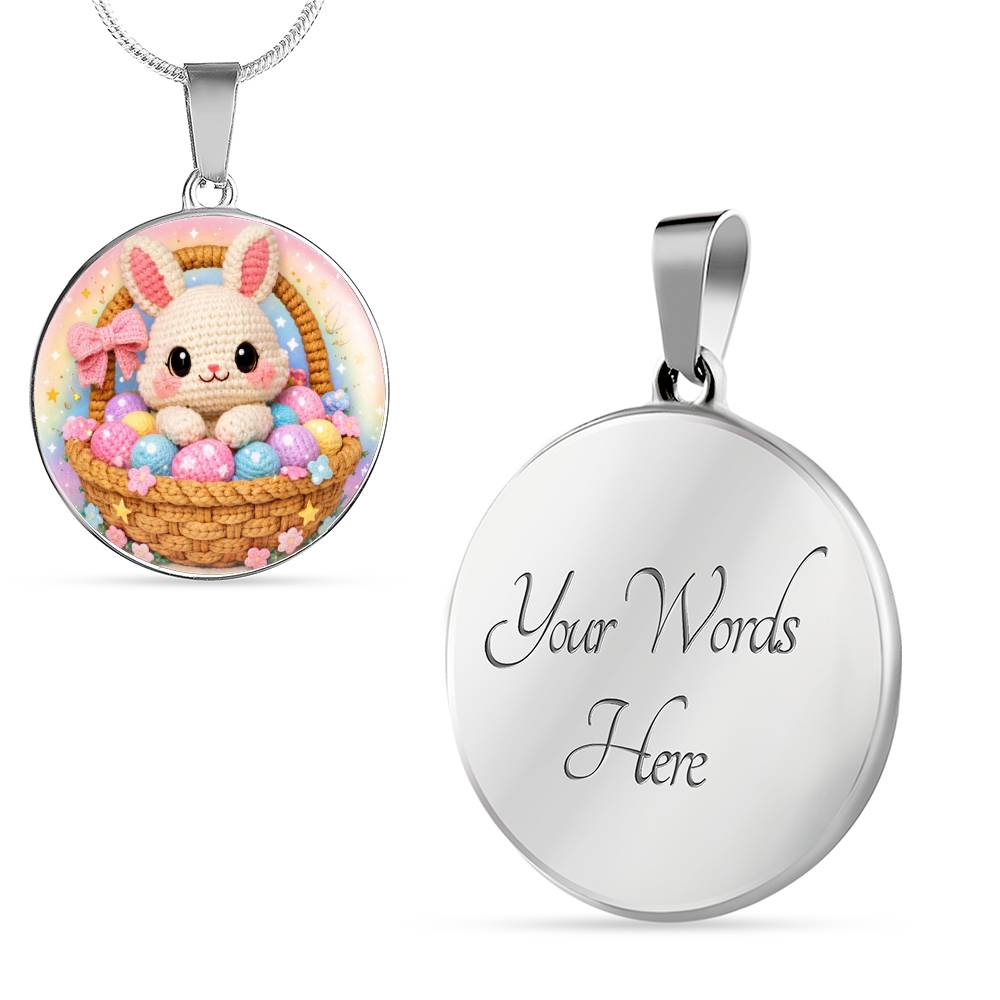Crochet Bunny Necklace or Keychain, Easter Basket Bunny Jewelry, Cute Rabbit Pendant for Teen Girl, Easter Basket Stuffer Gift