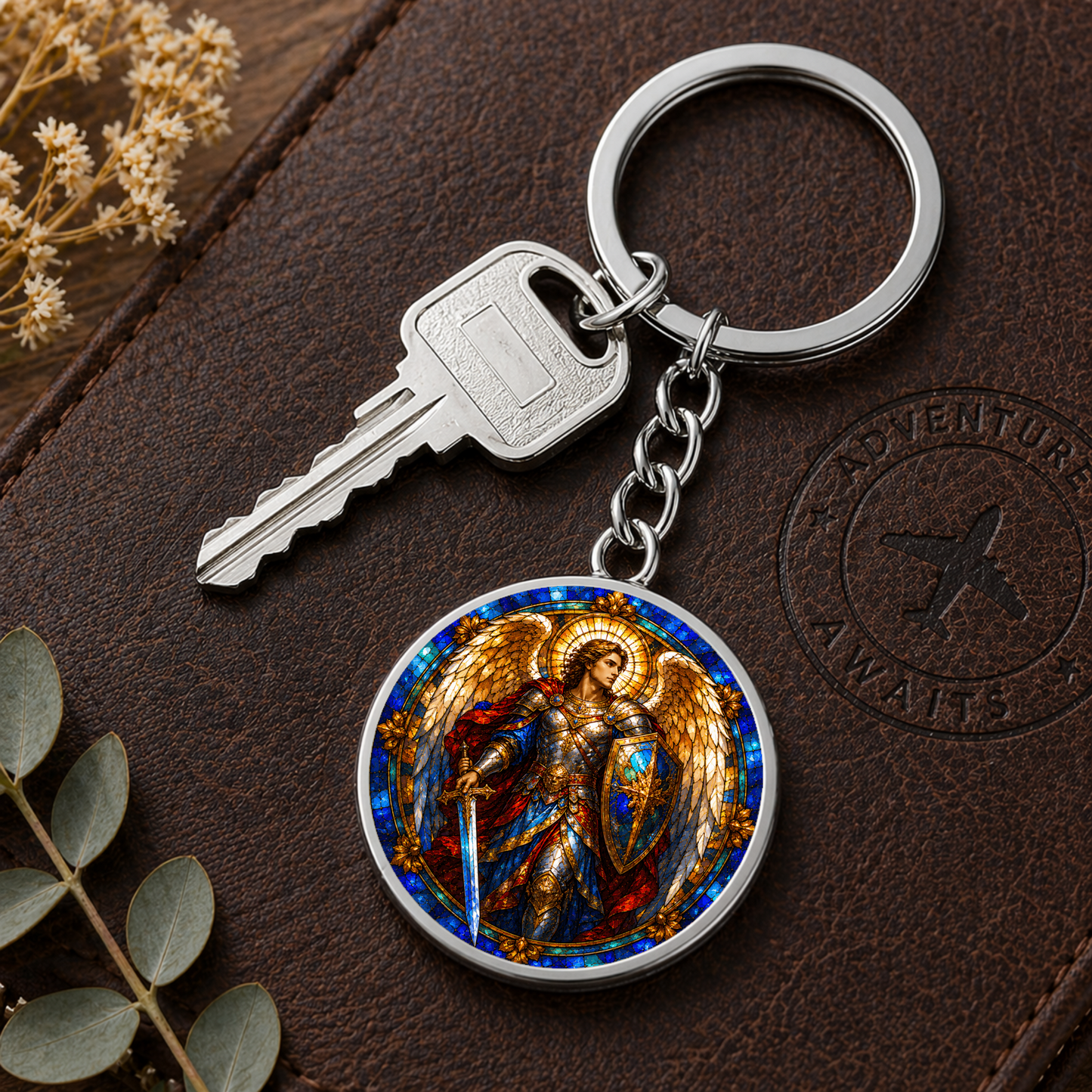 Archangel Michael Necklace or Keychain, Saint Michael Catholic Necklace, Protection Jewelry, Religious Keepsake Gift