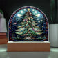 202x Christmas Tree Colorful Stained Glass Acrylic Dome Plaque