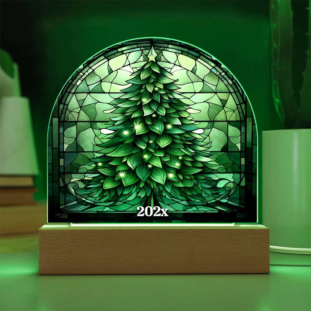 Stained Glass Style Christmas Tree Plaque