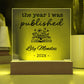 Personalized Author Plaque, The Year I Was Published, Custom Published Author Gift, New Writer Keepsake, Bestselling Book, Literary Gift