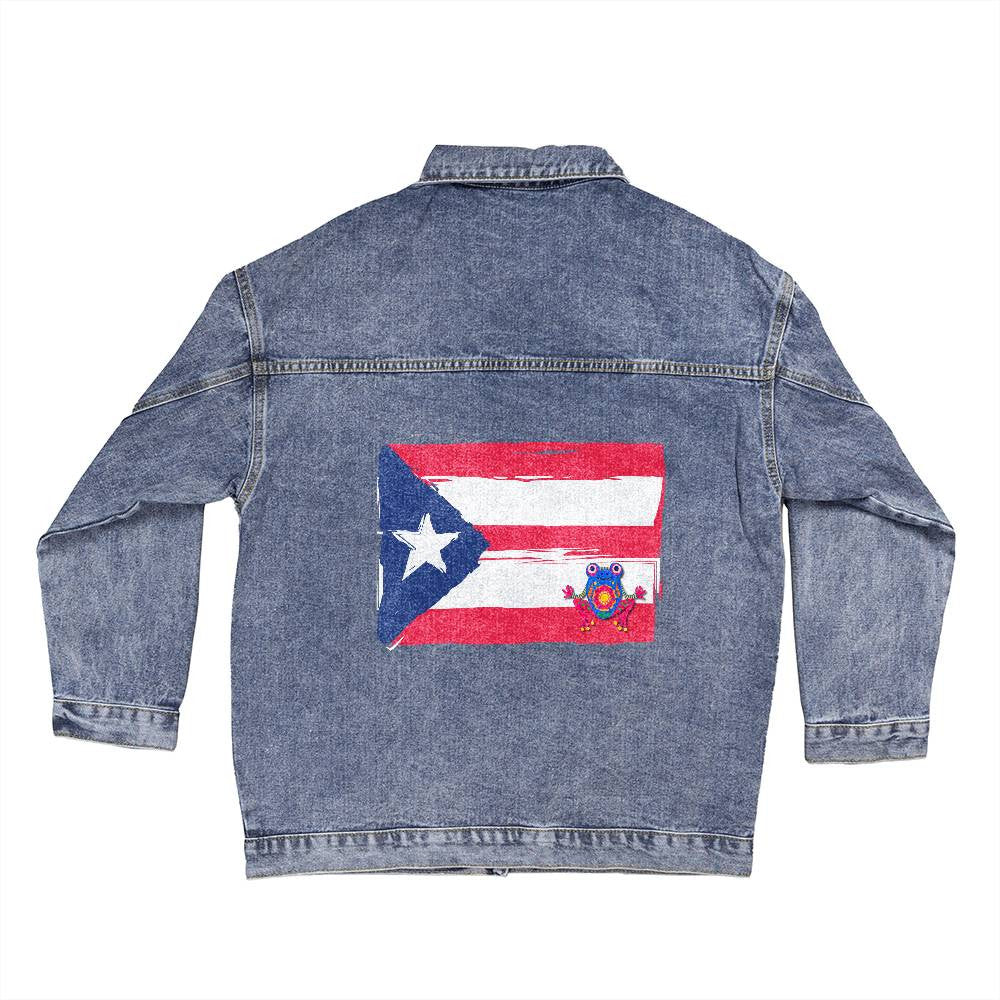 Unisex Puerto Rico Flag Coqui Denim Jacket