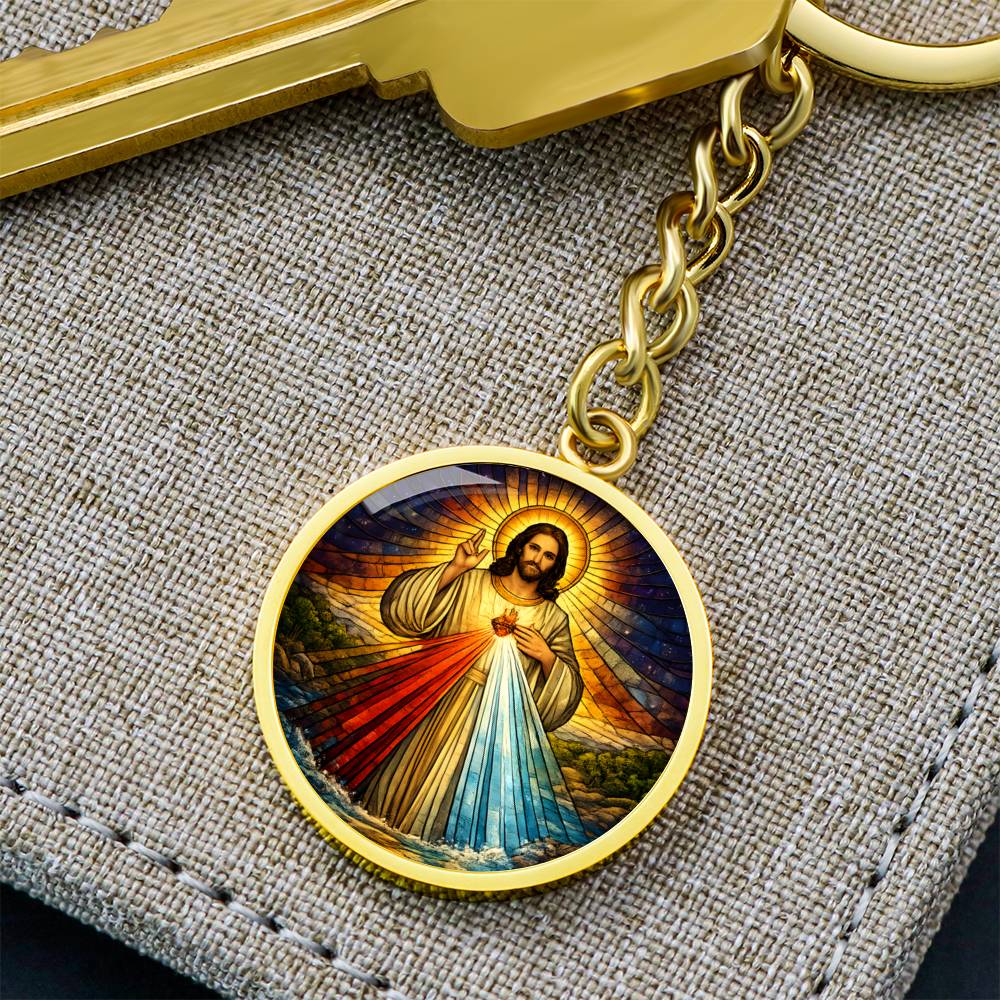 Divine Mercy Jesus Necklace or Keychain, Catholic Jesus I Trust in You Jewelry, Christian Faith Pendant Gift