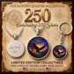 America 250 Years Necklace or Keychain Stained Glass Style USA Commemorative Limited Edition Patriotic Keepsake