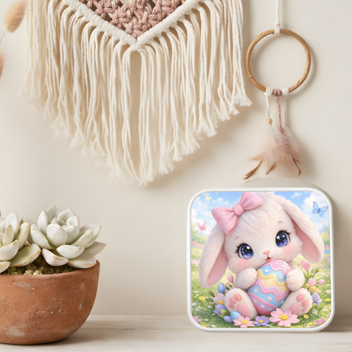 Cute Bunny Necklace or Keychain, Easter Bunny Jewelry, Pastel Rabbit Pendant for Teen Girl, Easter Basket Stuffer Gift