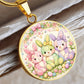 Easter Bunny Necklace or Keychain, Cute Bunny Trio Jewelry, Pastel Rabbit Pendant for Teen Girl, Easter Basket Stuffer Gift