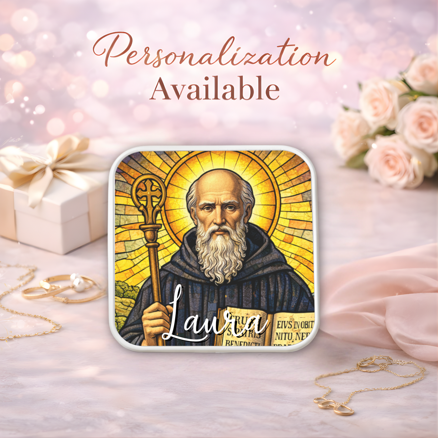 Saint Benedict Necklace or Keychain, Catholic Protection Medal Jewelry, Christian Faith Pendant Gift