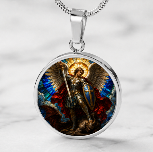 Archangel Michael Necklace or Keychain, Saint Michael Catholic Necklace, Protection Jewelry, Religious Keepsake Gift