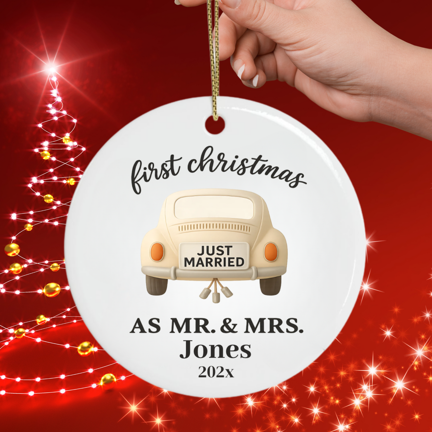 First Christmas Married Ornament, Just Married Car 2025, Our First Christmas Married Keepsake, Personalized Ornament