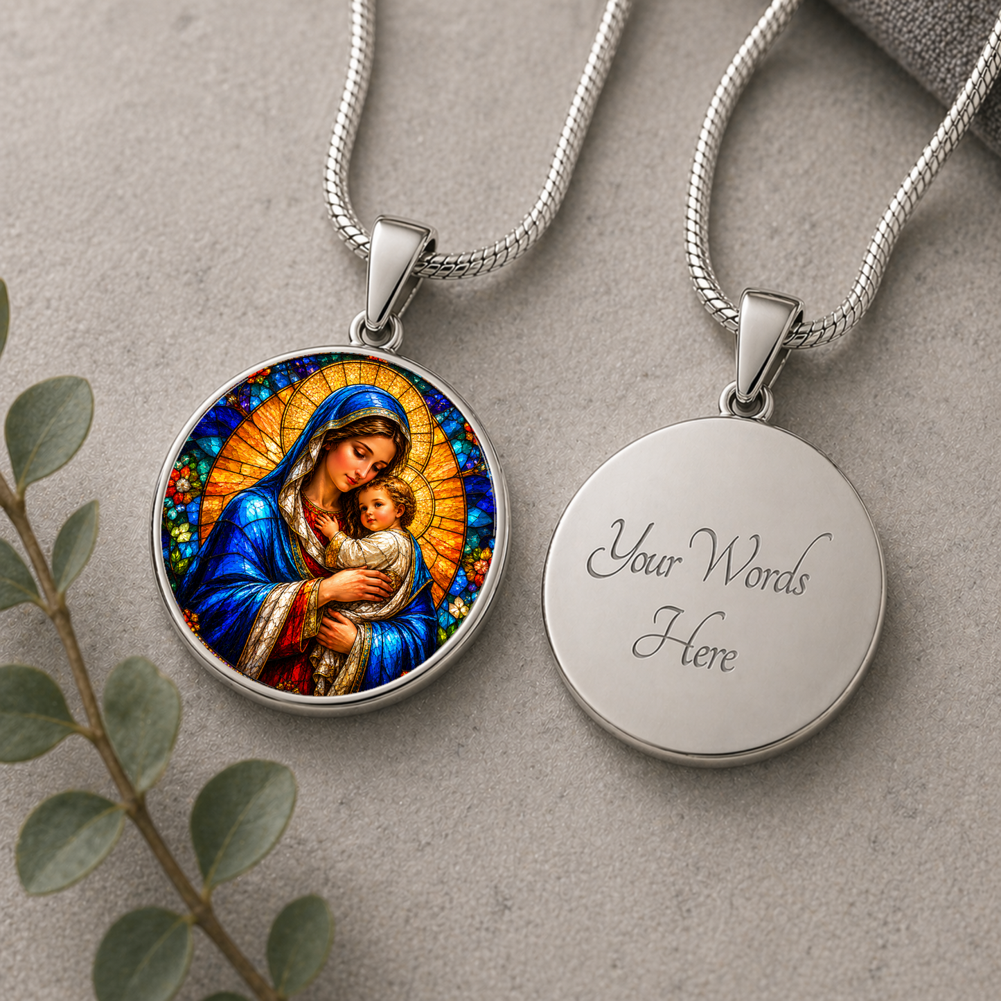 Mary and Baby Jesus Necklace or Keychain, Catholic Necklace, Virgin Mary Jewelry, Religious Keepsake Gift