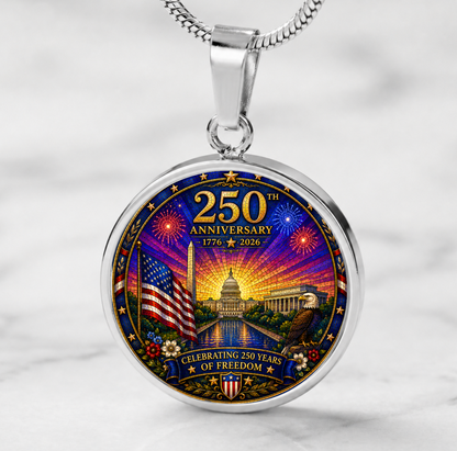 250th Anniversary Necklace or Keychain Stained Glass Style Washington DC Patriotic Commemorative Limited Edition