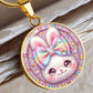 Cute Bunny Necklace or Keychain, Kawaii Easter Bunny Jewelry, Sparkle Rabbit Pendant for Teen Girl, Easter Basket Stuffer Gift