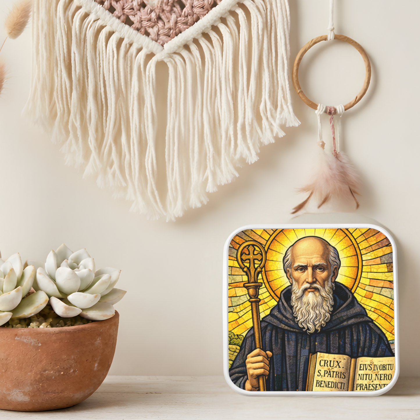 Saint Benedict Necklace or Keychain, Catholic Protection Medal Jewelry, Christian Faith Pendant Gift