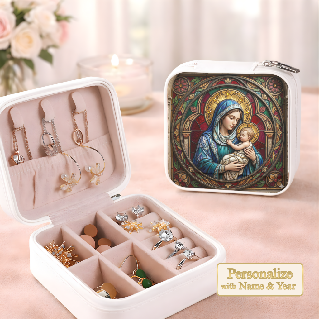 Mary and Baby Jesus Necklace or Keychain, Catholic Necklace, Virgin Mary Jewelry, Religious Keepsake Gift