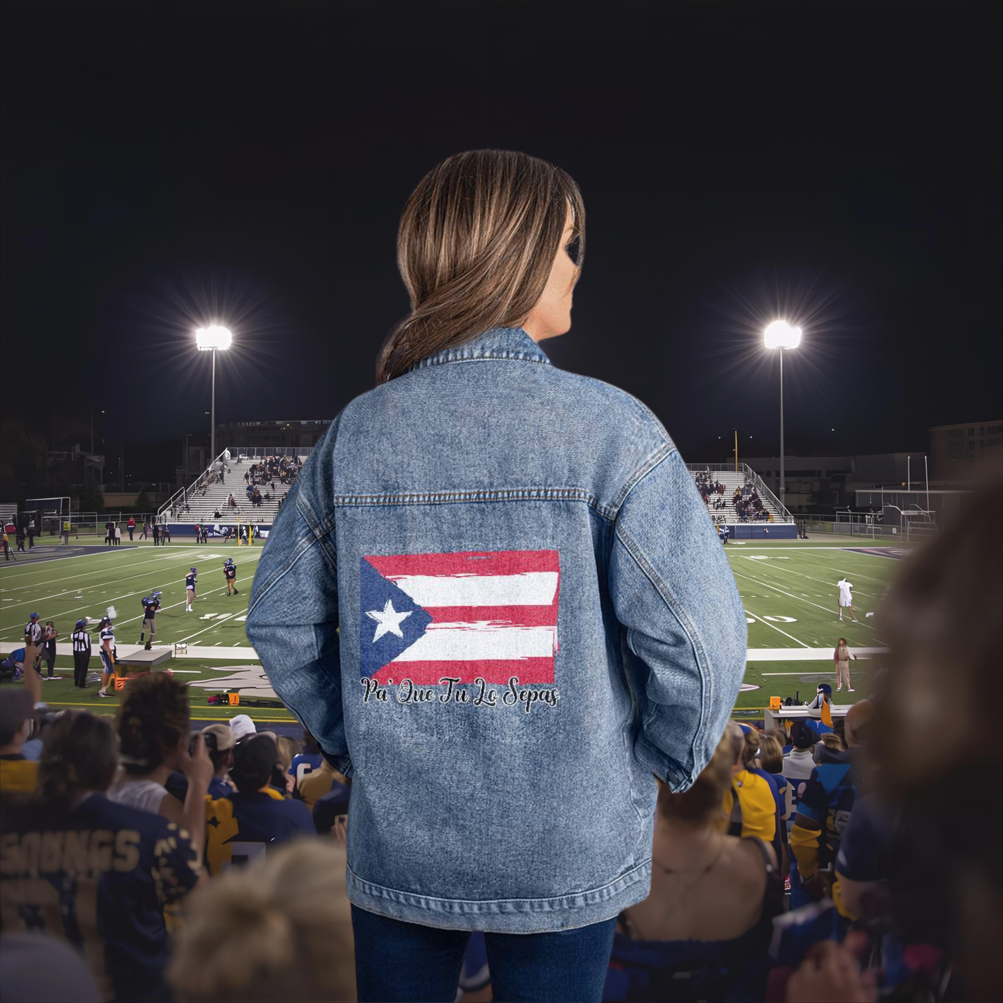 Unisex Puerto Rico Pa' Que Tu Lo Sepas Flag Denim Jacket