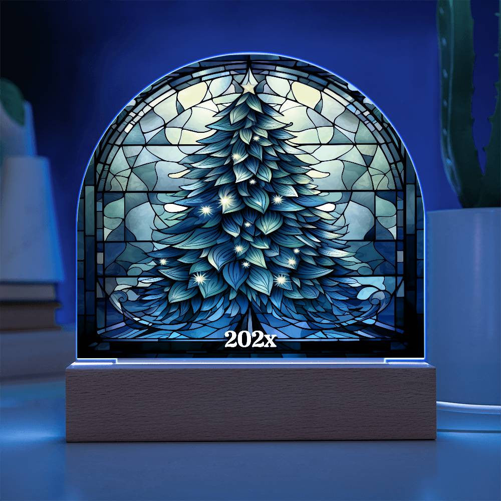 Stained Glass Style Christmas Tree Plaque