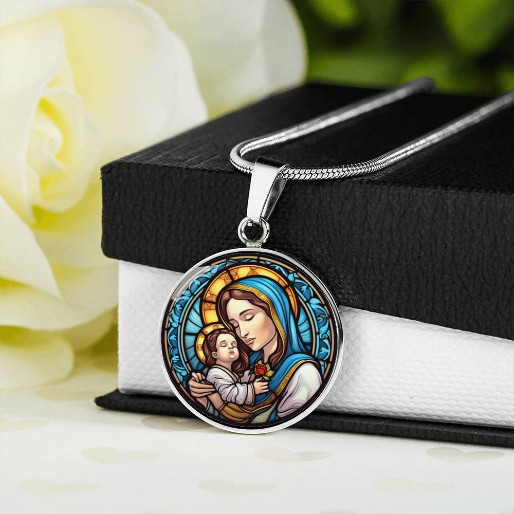 Personalized Virgin Mary & Baby Jesus Necklace