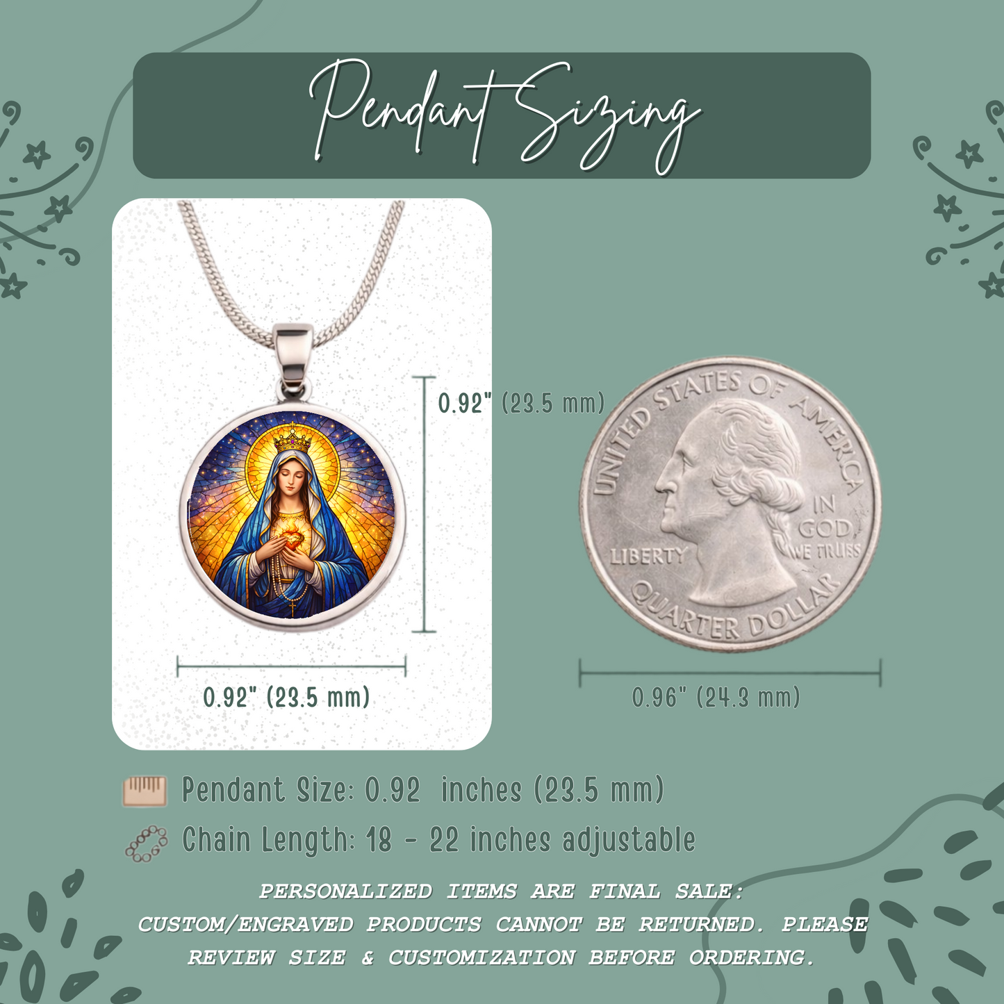 Immaculate Heart of Mary Necklace or Keychain, Catholic Marian Jewelry, Blessed Virgin Mary Pendant, Christian Faith Gift