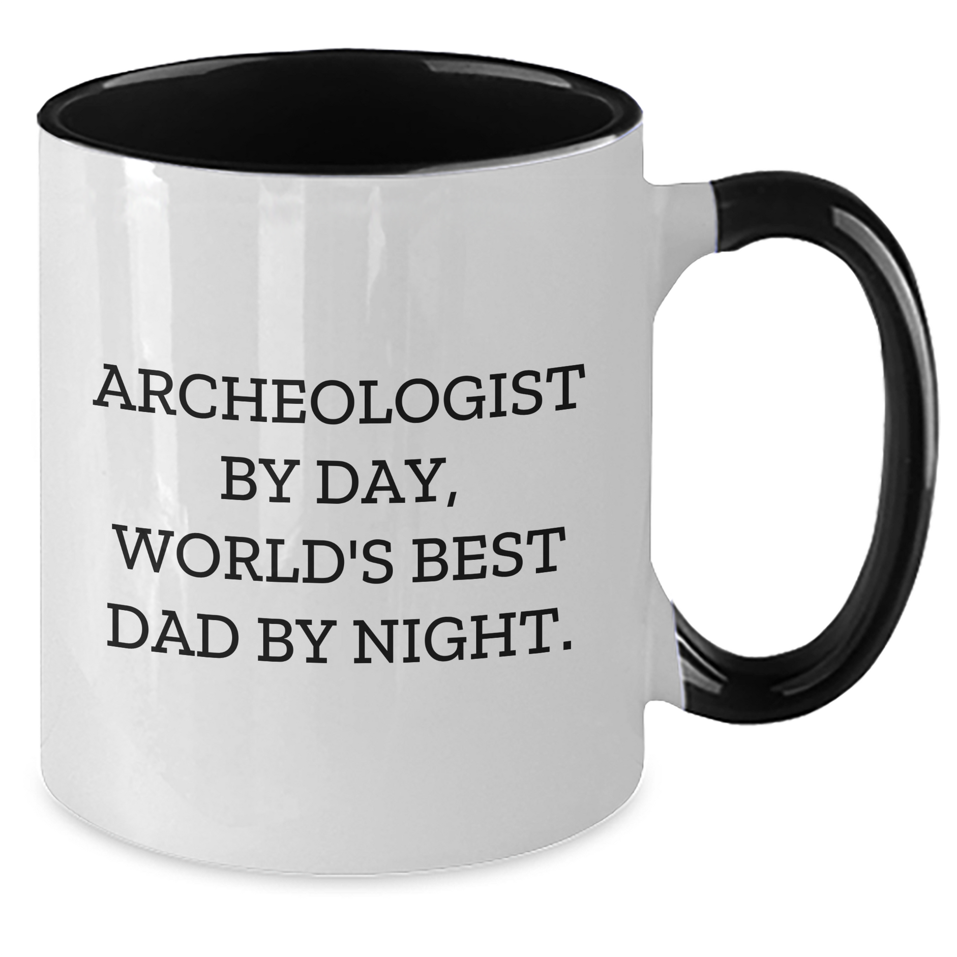 Archeologist Gifts from Dad - Funny Two Tone Coffee Mugs for Men, Unique Graduation Presents for Him, Archeologist By Day, World's Best Dad By Night. - Additional