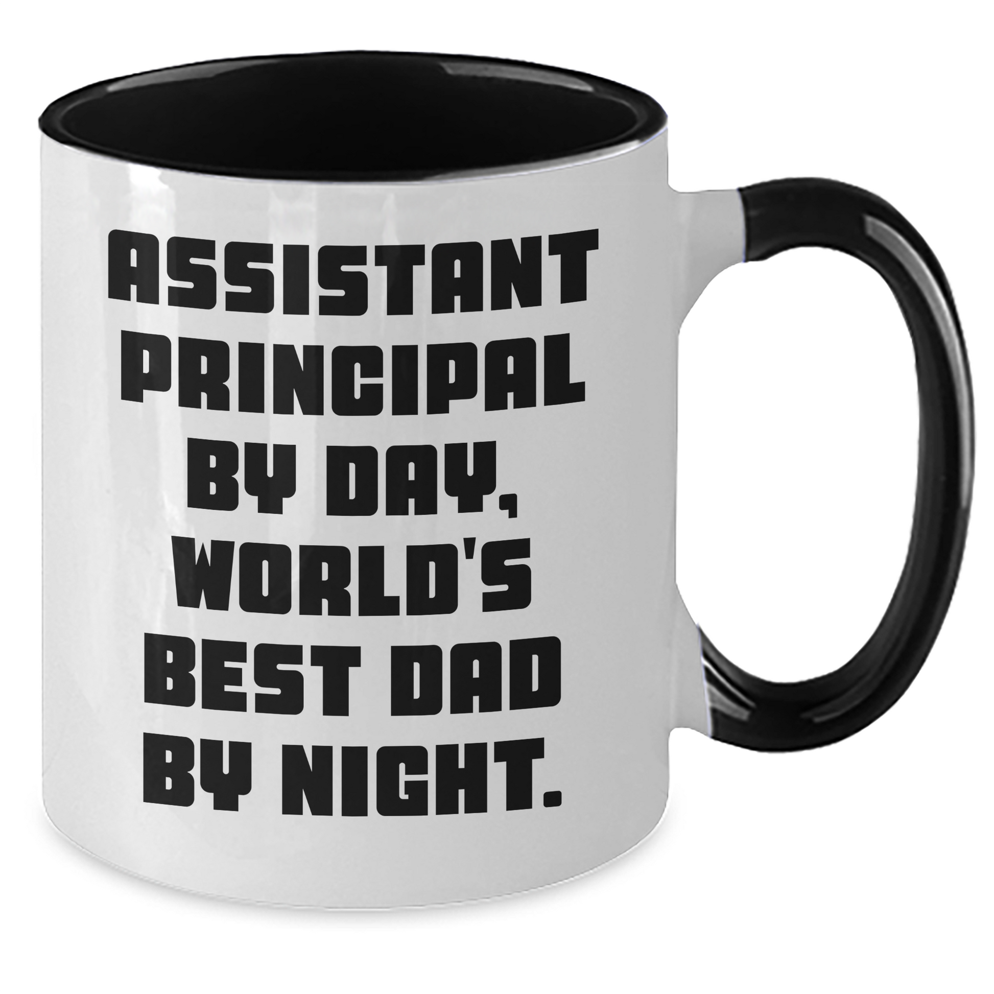 Funny Assistant Principal Gifts from Men to Assistant Principals By Day, World's Best Dad By Night Unique Two Tone Coffee Mugs for Graduation - Additional