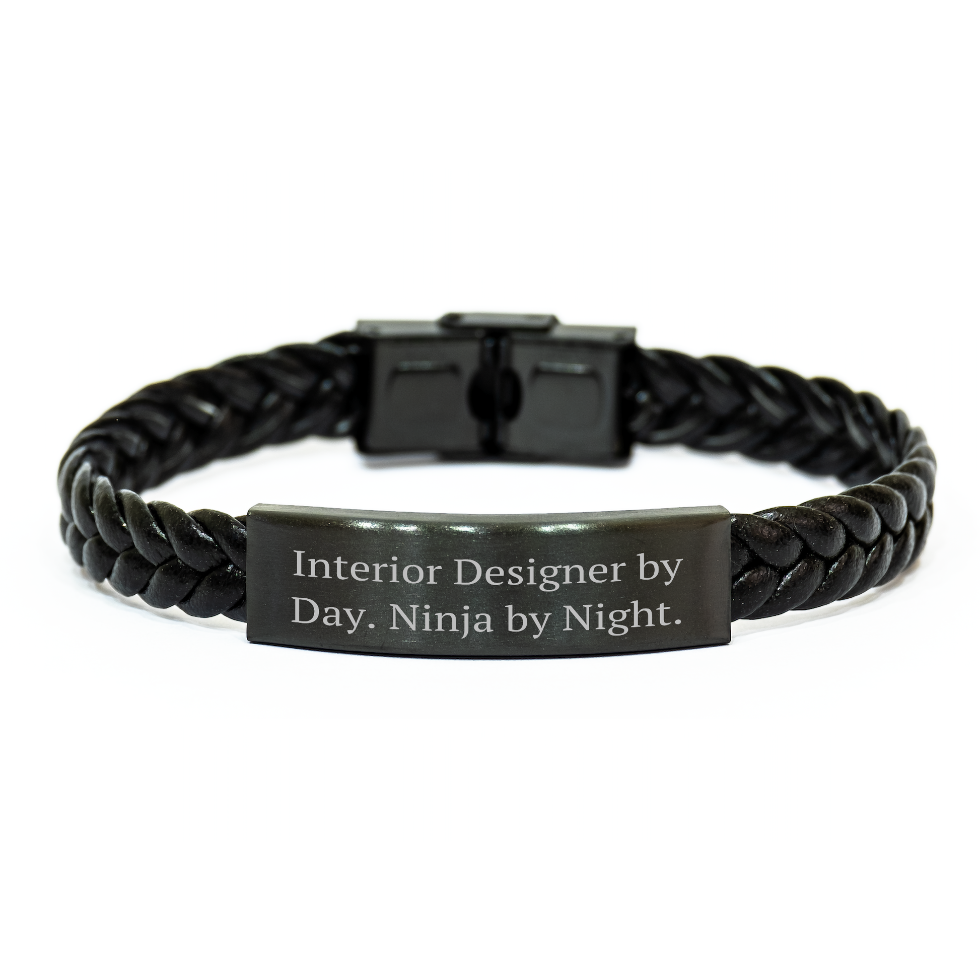 Interior Designer Gifts for Women, Interlaced Leather Bracelet with Quote 'Interior Designer By Day. Ninja By Night.' - Unique Mother's Day Unique Gift from Friends or Family - Image 1