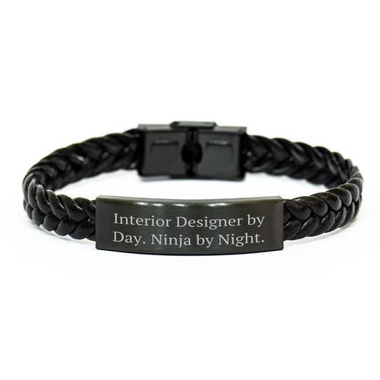 Interior Designer Gifts for Women, Interlaced Leather Bracelet with Quote 'Interior Designer By Day. Ninja By Night.' - Unique Mother's Day Unique Gift from Friends or Family - Image 1