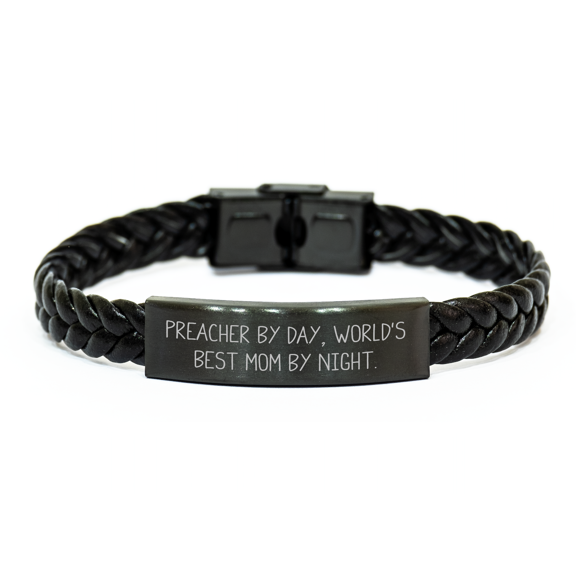 Preacher Gifts from Friends for Men, Interlaced Leather Bracelet with Preacher Quote, Graduation Unique Gifts - Image 1