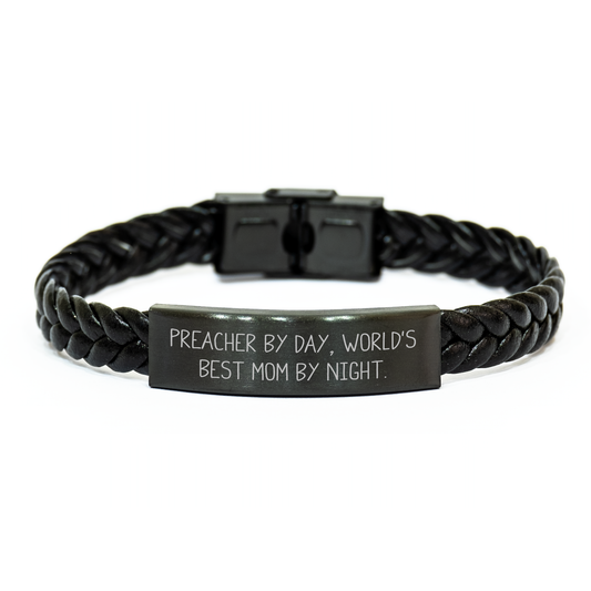 Preacher Gifts from Friends for Men, Interlaced Leather Bracelet with Preacher Quote, Graduation Unique Gifts - Image 1