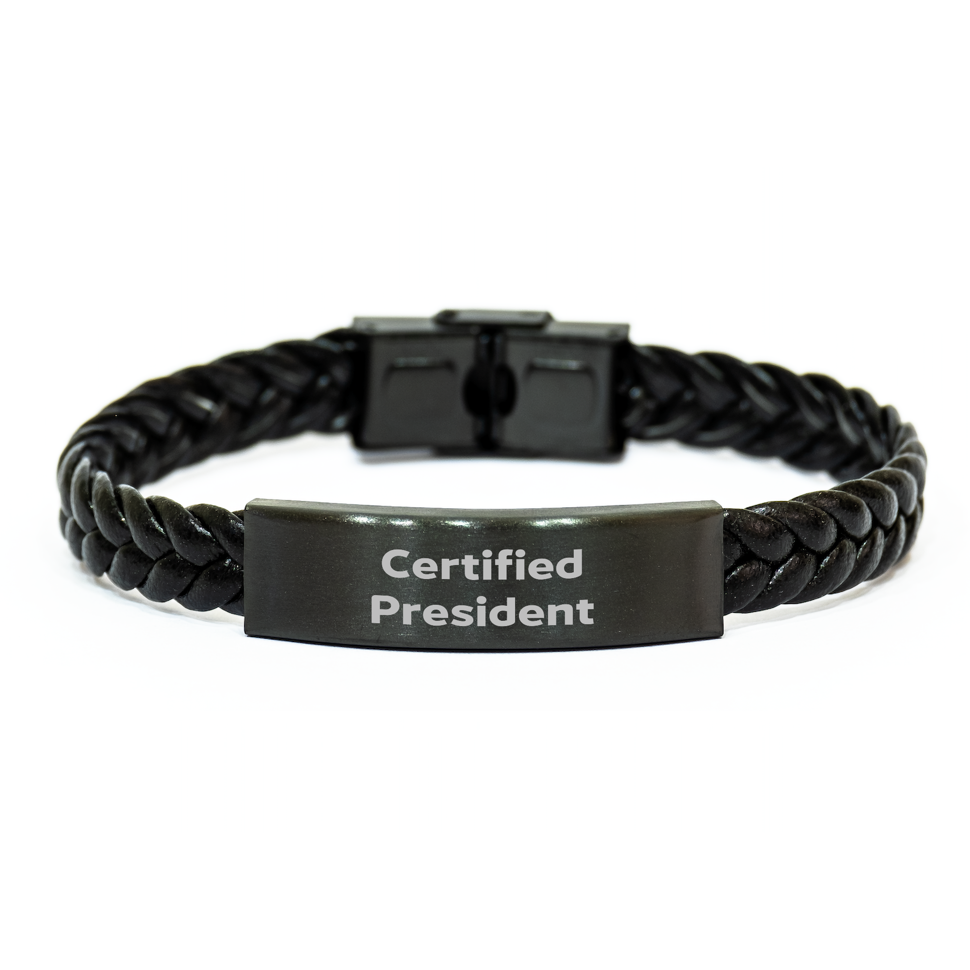 Funny President Gifts from Men to President - Interlaced Leather Bracelet for President on Mother's Day, Certified President Quote - Image 1