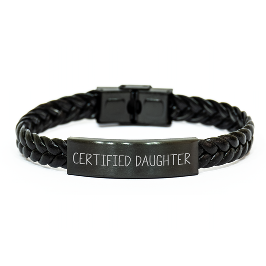 Certified Daughter's Funny Interlaced Leather Bracelet Gifts for Daughter from Family on Father's Day - Image 1
