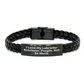 Funny Labrador Retriever Dog Gifts from Men for Dad's Special Day - Interlaced Leather Bracelet, Stainless Steel Engraved 'I Love My Labrador Retriever. People, Not So Much.' Quote, 7.87 inches Long - Image 1