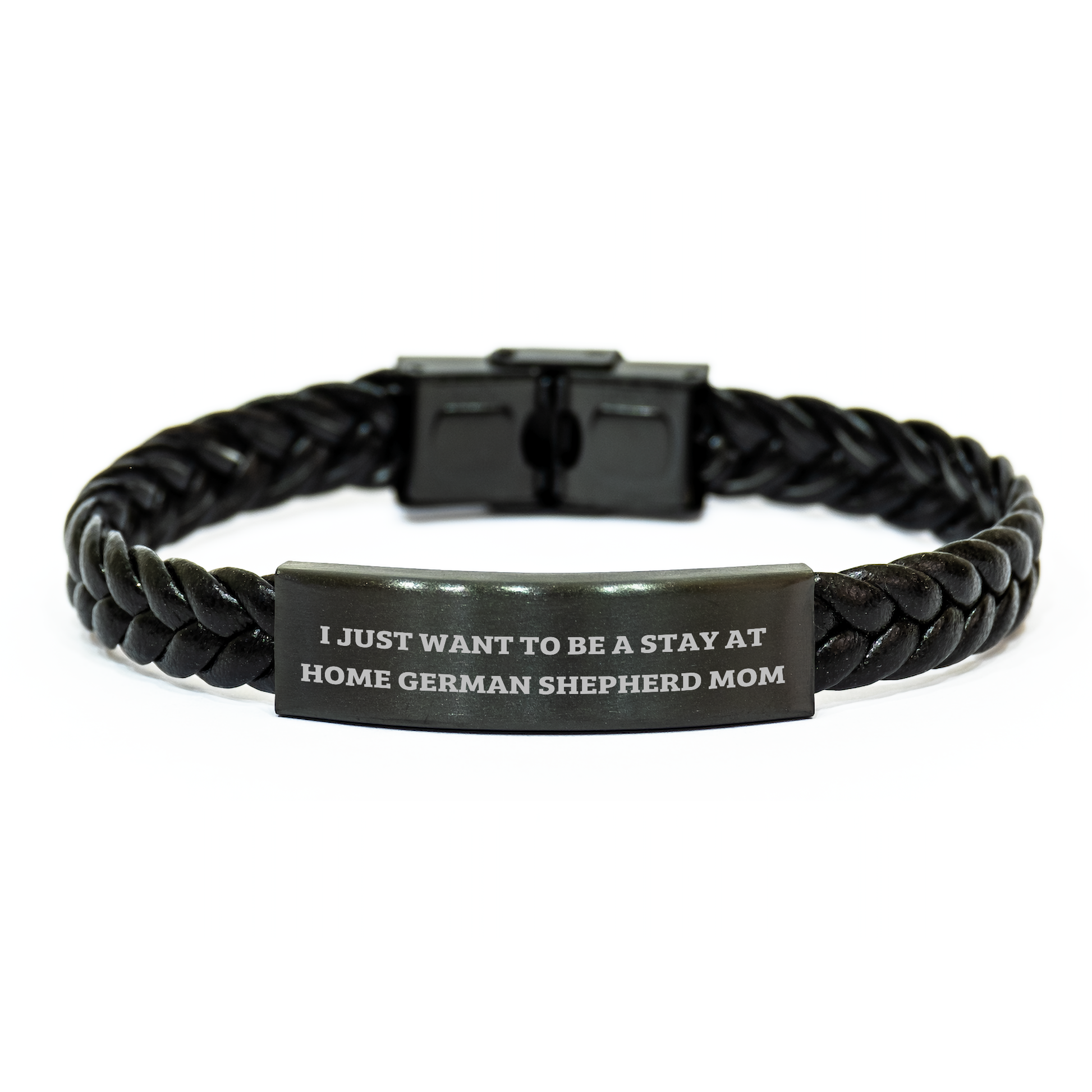 German Shepherd Dog Gifts for Men, I Just Want To Be A Stay At Home Mom, Interlaced Leather Bracelet, Father's Day Unique Gifts from Family, Friends - Gifts for German Shepherd Dog Lovers - Image 1