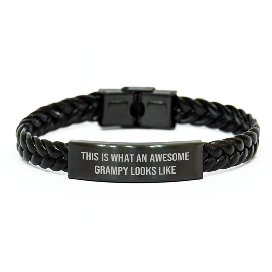 Funny Grampy Gifts from Men to Awesome Grampys - Interlaced Leather Bracelet for Graduation Unique Gifts - Image 1