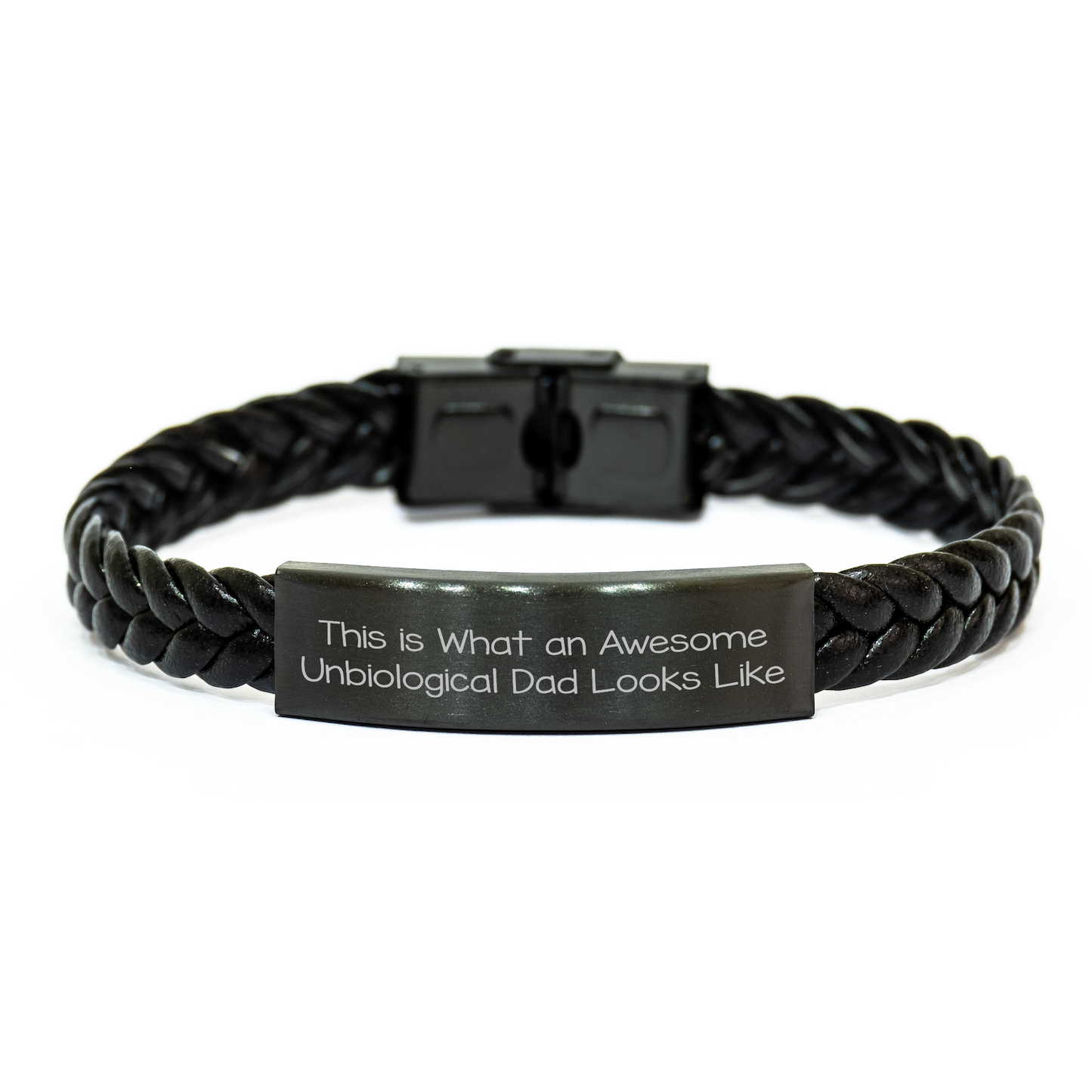 Funny Unbiological Dad Gifts, Inspirational Interlaced Leather Bracelet for Unbiological Dad, This Is What An Awesome Unbiological Dad Looks Like, Graduation Unique Gifts from Friends - Image 1