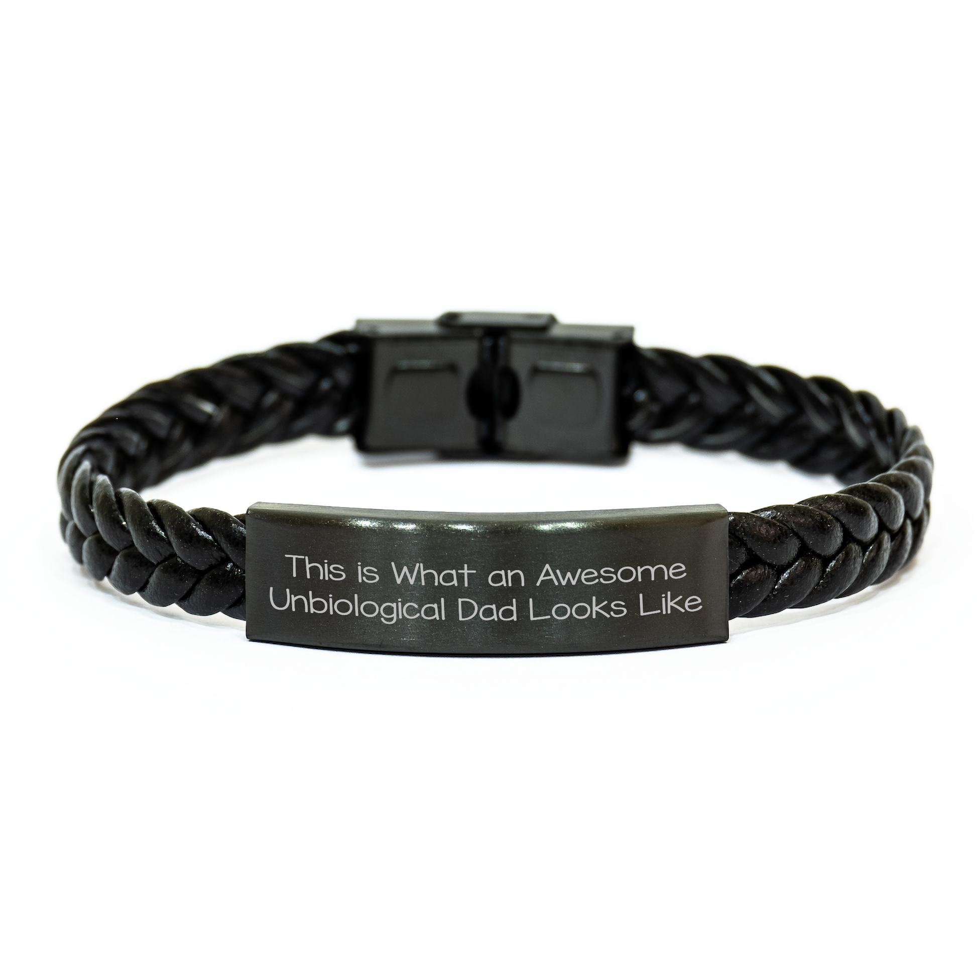 Funny Unbiological Dad Gifts, Inspirational Interlaced Leather Bracelet for Unbiological Dad, This Is What An Awesome Unbiological Dad Looks Like, Graduation Unique Gifts from Friends - Image 1
