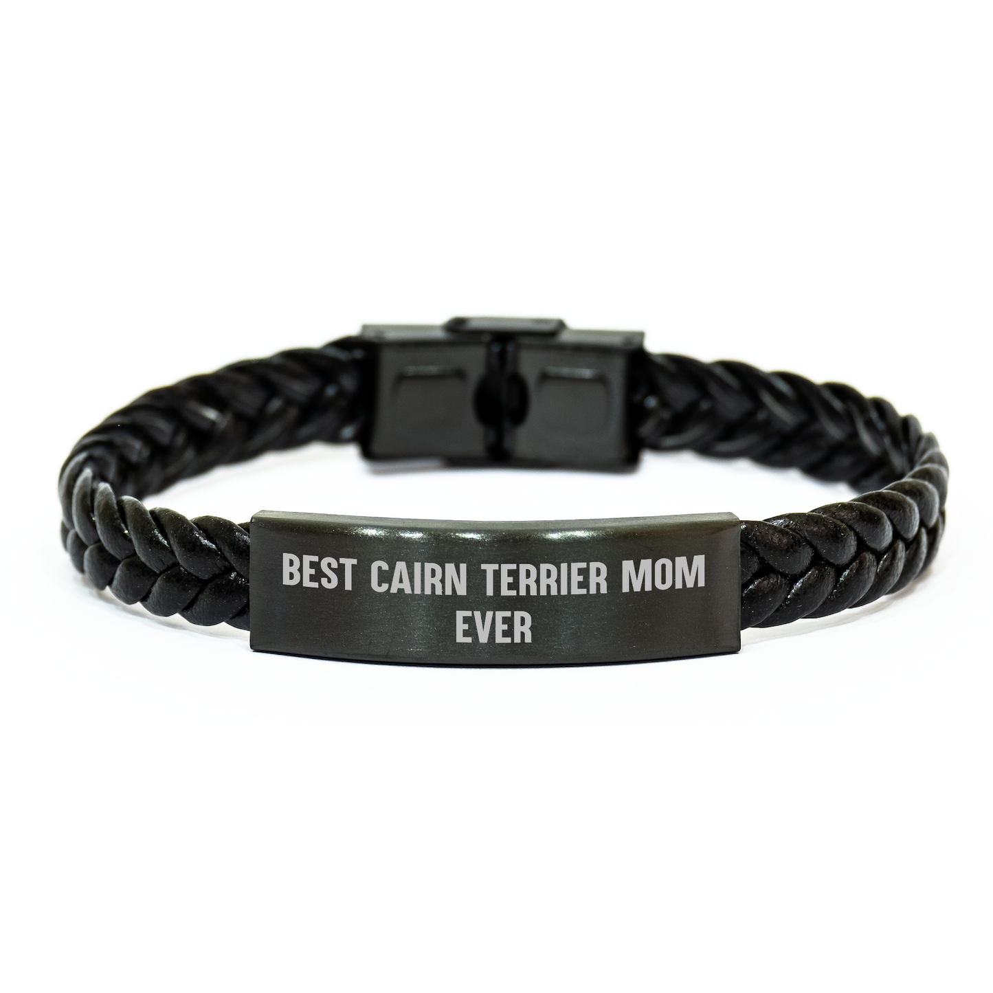 Funny Cairn Terrier Mom Ever Gifts for Men, Best Cairn Terrier Dad Ever Interlaced Leather Bracelet, Gifts from Men to Cairn Terrier Dog Lovers, Father's Day Unique Accessories - Image 1