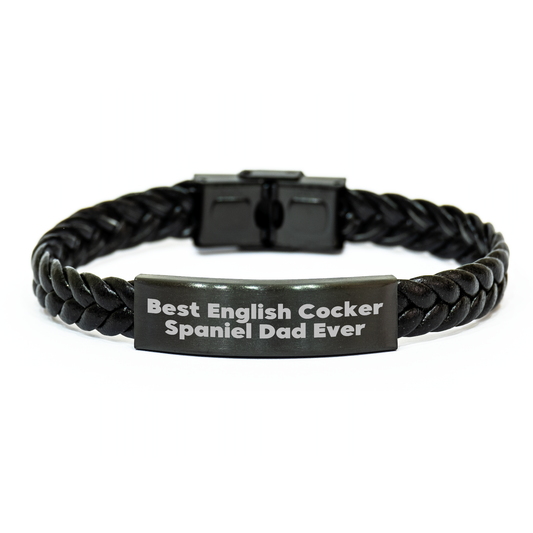 Funny English Cocker Spaniel Dad Ever Interlaced Leather Bracelet Gifts from Men to Family Father's Day - Image 1