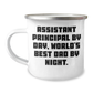 Assistant Principal Gifts, Funny Camping Mugs for Graduation, Gifts from Friends to Assistant Principal By Day, World's Best Dad By Night, 12 oz Stainless Steel with Enamel Finish, Permanent Printing - Image 1