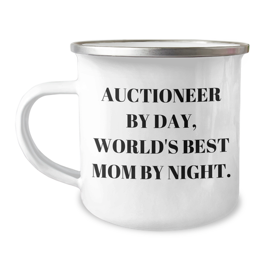 Auctioneer Humor Gifts from Mom to Dad on Father's Day, Camping Mug by Day, World's Best Dad by Night - Image 1
