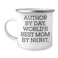 Author's Humorous Camping Mug, 'Author By Day, World's Best Mom By Night.' - Gifts from Men for Author, Perfect for Father's Day - Image 1