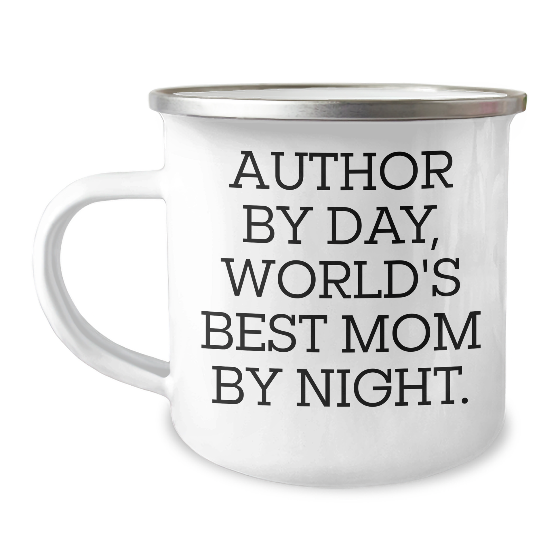 Author's Humorous Camping Mug, 'Author By Day, World's Best Mom By Night.' - Gifts from Men for Author, Perfect for Father's Day - Image 1