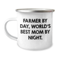 Farmer Gifts from Men - Funny Camping Mug for Dad - 'Farmer By Day, World's Best Mom By Night.' - Unique Father's Day Unique Gifts - Image 1