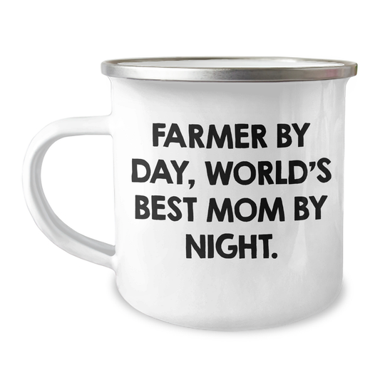 Farmer Gifts from Men - Funny Camping Mug for Dad - 'Farmer By Day, World's Best Mom By Night.' - Unique Father's Day Unique Gifts - Image 1
