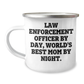 Funny Law Enforcement Officer Gifts, Camping Mug, 'Law Enforcement Officer By Day, World's Best Mom By Night' Quote, Gifts from Family to Law Enforcement Officer, Father's Day Unique Gifts - Image 1