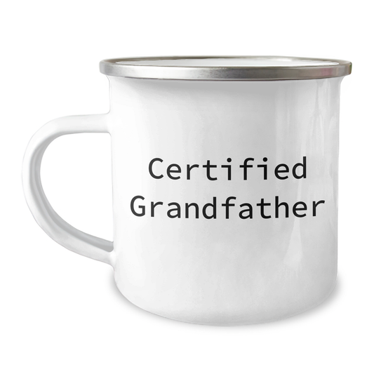 Funny Grandfather Gifts for Men, Camping Mug for Father's Day, 'Certified Grandfather' Quote, 12 oz Stainless Steel with Enamel Finish, Gifts from Men to Grandfather - Image 1