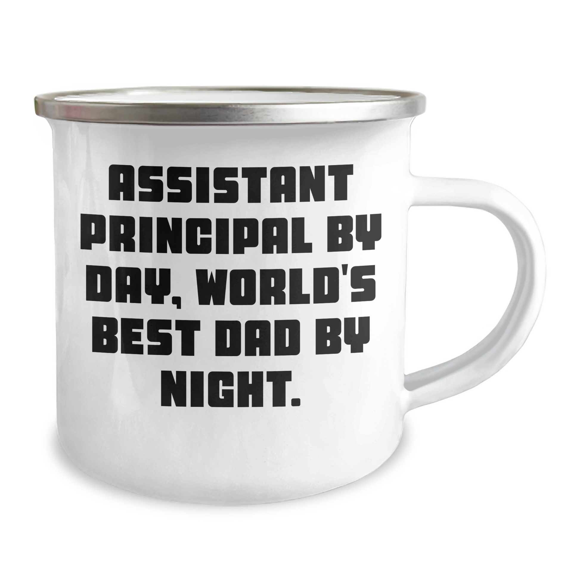 Assistant Principal Gifts, Funny Camping Mugs for Graduation, Gifts from Friends to Assistant Principal By Day, World's Best Dad By Night, 12 oz Stainless Steel with Enamel Finish, Permanent Printing - Image 2