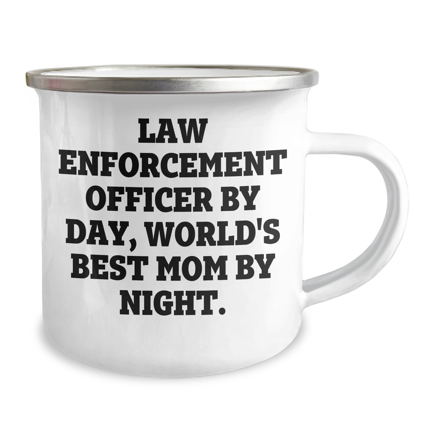 Funny Law Enforcement Officer Gifts, Camping Mug, 'Law Enforcement Officer By Day, World's Best Mom By Night' Quote, Gifts from Family to Law Enforcement Officer, Father's Day Unique Gifts - Image 2