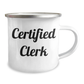 Funny Clerk Gifts for Men, Certified Clerk Camping Mug, 'Work Hard, Camp Hard' Quote, 12 oz Stainless Steel with Enamel Finish, Gifts from Men to Family, Friends, Coworkers, Father's Day Unique Gifts - Image 2