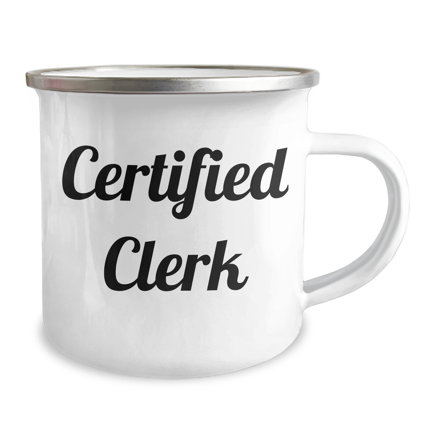 Funny Clerk Gifts for Men, Certified Clerk Camping Mug, 'Work Hard, Camp Hard' Quote, 12 oz Stainless Steel with Enamel Finish, Gifts from Men to Family, Friends, Coworkers, Father's Day Unique Gifts - Image 2