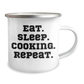 'Eat. Sleep. Cooking. Repeat.' Funny Camping Mug for Cooking Enthusiasts - Gifts from Friends for Father's Day Unique Gifts for Men - Image 2